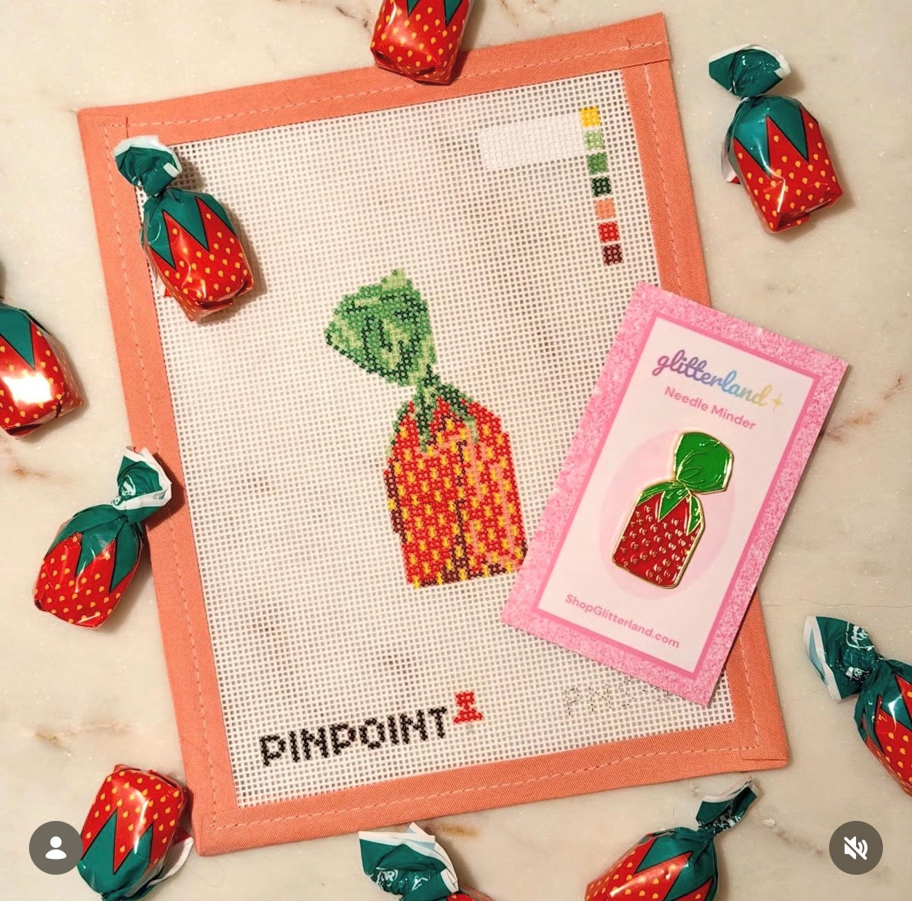 Strawberry Bon Bon needlepoint canvas