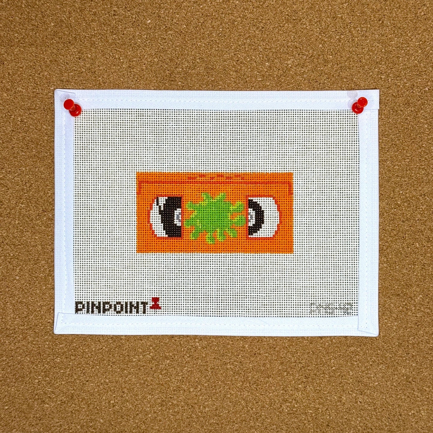 90s Orange VHS Tape Needlepoint Canvas