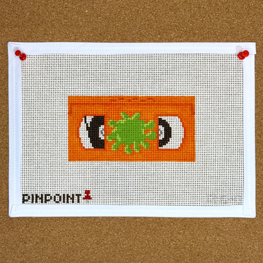 90s Orange VHS Tape Needlepoint Canvas