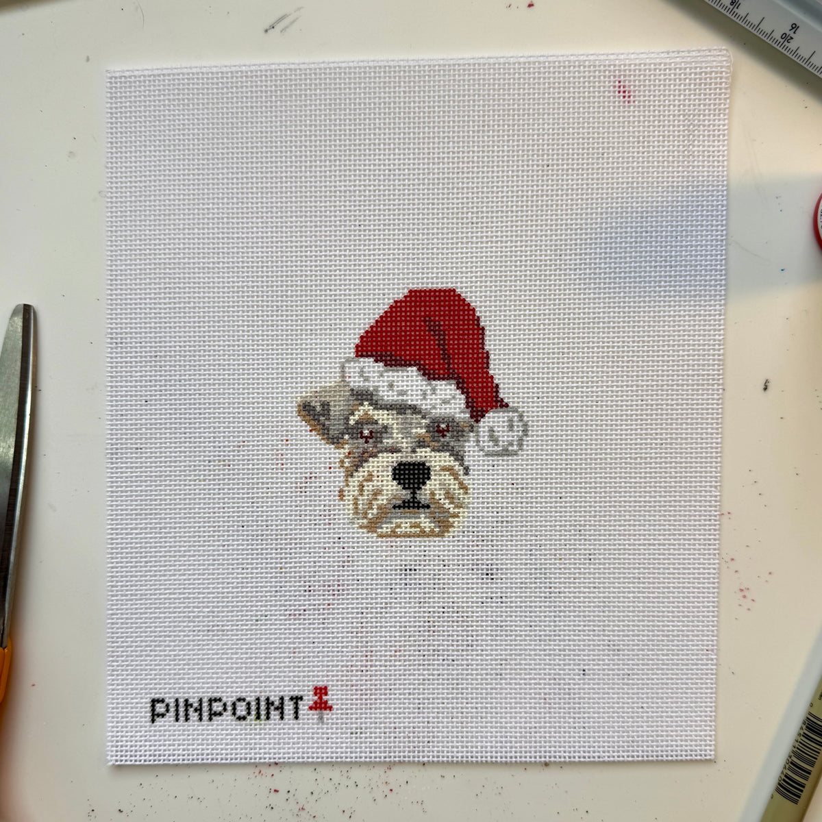 Schnauzer Santa needlepoint canvas