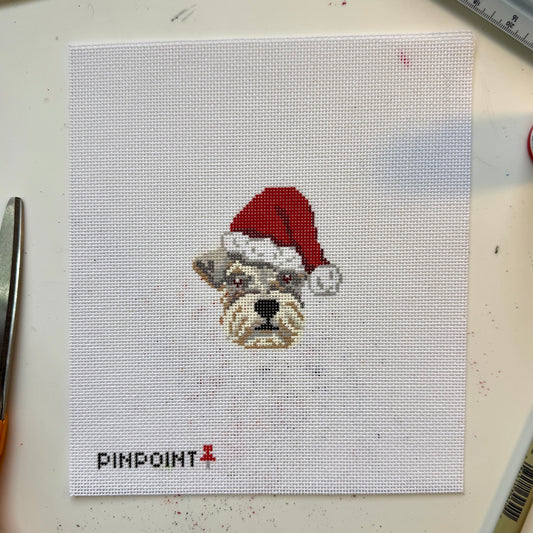Schnauzer Santa needlepoint canvas